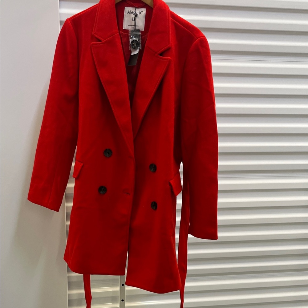 Women's Red Double-Breasted Coat